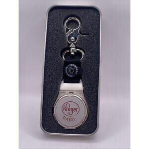 Kroger Dairy Silver Tone Compass Pocket Watg Rare New Battery